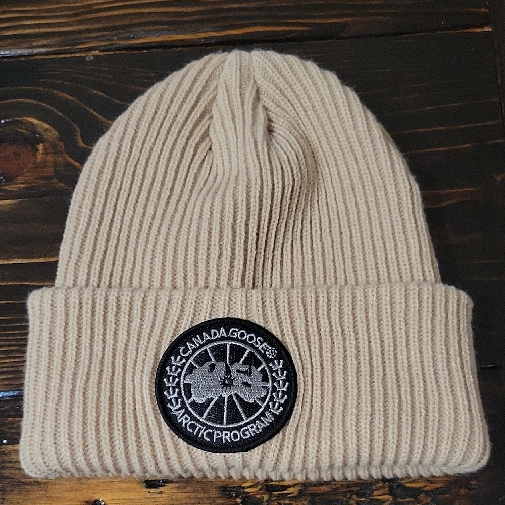 Canada Goose Beige Knit Beanie